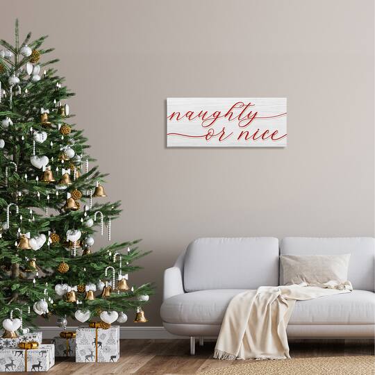Stupell Industries Naughty Or Nice Christmas Phrase Canvas Wall Art